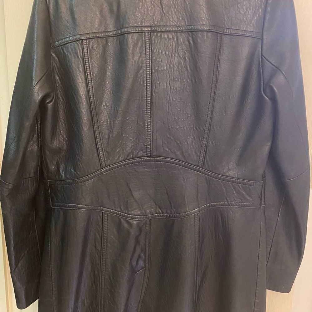 Knee Length Black Wilson Leather Trench Coat Gem